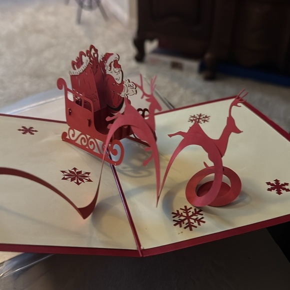 Holiday 3D Christmas Card Sealed New Santa in Sleigh - Picture 4 of 4